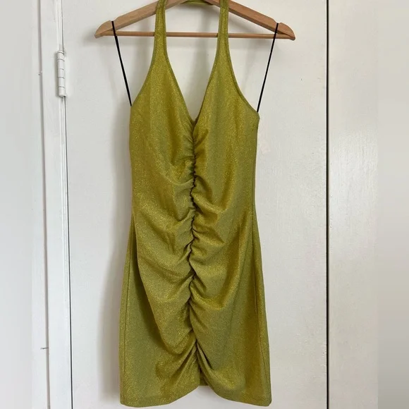 Sparkle green halter dress